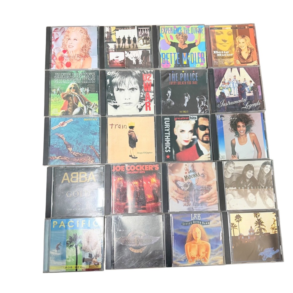 Mixed Music CD Lot 20pc ABBA Whitney Houston Madonna U2 The Police Pop Rock Soul